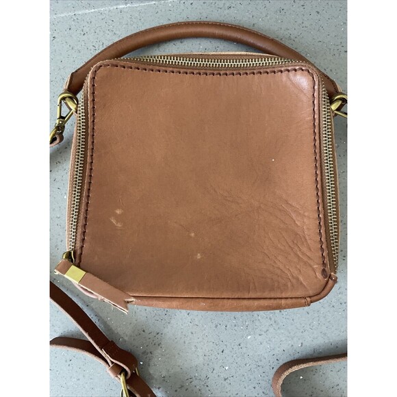 Madewell Square Satchel Crossbody Leather Bag Tan Leather - Picture 2 of 16